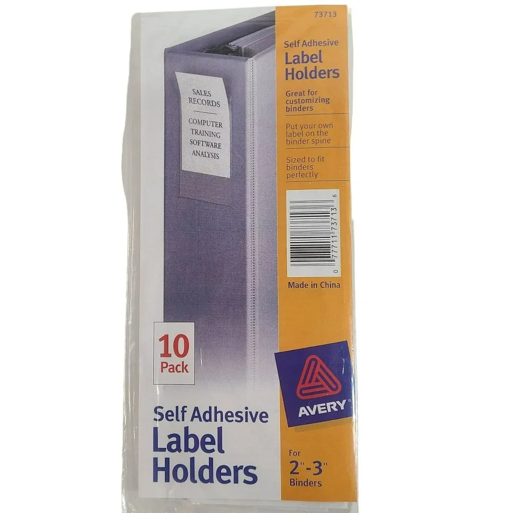Avery Self Adhesive Label Holders 3 Sets of 10 Pack 30 Total for 2-3